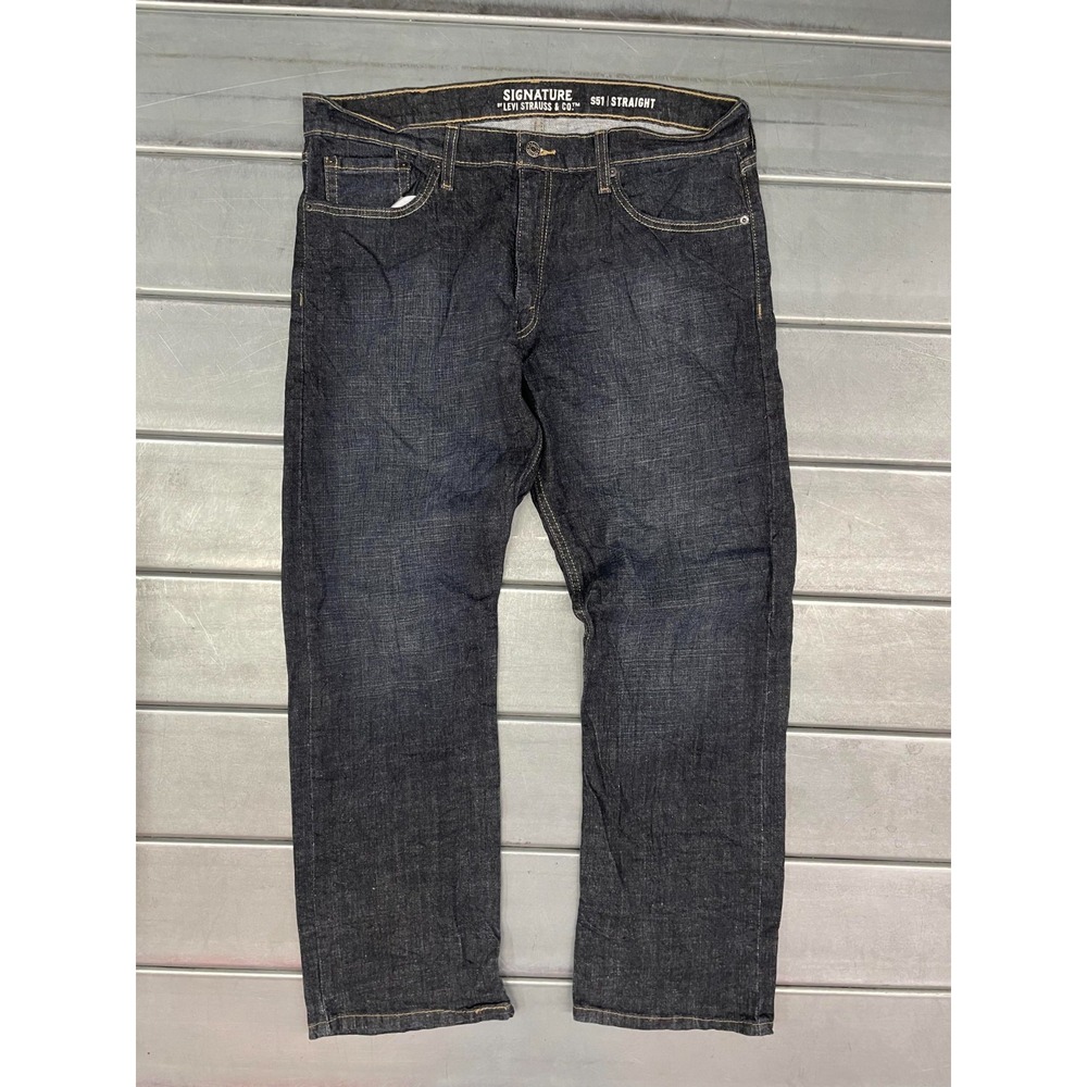 Signature Levis S51 Jeans Mens 38X30 Dark‎ Wash Denim Straight Leg